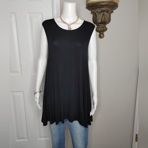 ALEXANDER + DAVID Loose Fit Flowy Stretch Knit Crewneck Tank Tunic, BLACK M